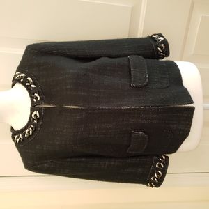 MICHAEL Michael Kors Black Tweed Jacket/Blazer Size PM